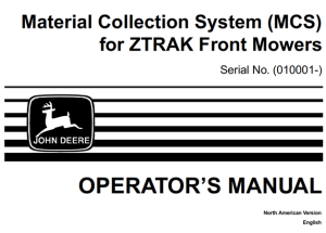 John Deere Material Collection System (MCS) Operator's Manual