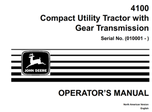 John Deere 4100 Compact Utility Tractor with Gear Transmission