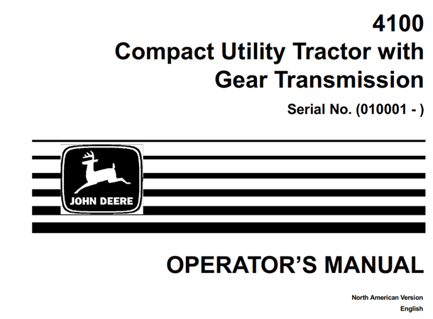 John Deere 4100 Compact Utility Tractor with Gear Transmission