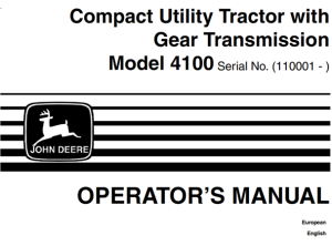 John Deere 4100 Compact Utility Tractor with Gear Transmission