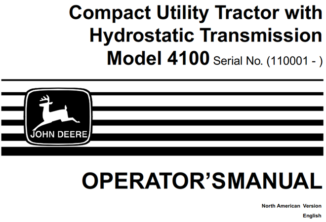 John Deere 4100 Compact Utility Tractor with Hydrostatic Transmission