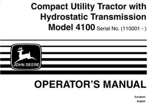 John Deere 4100 Compact Utility Tractor with Hydrostatic Transmission