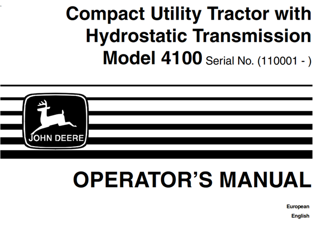 John Deere 4100 Compact Utility Tractor with Hydrostatic Transmission