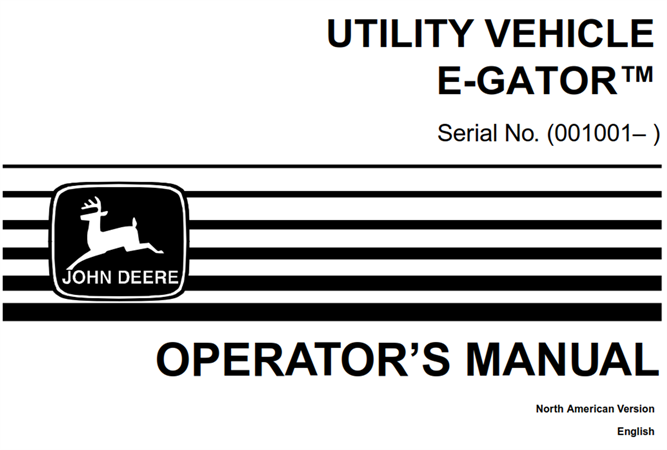 John Deere E-Gator Utility Vehicle Operator's Manual