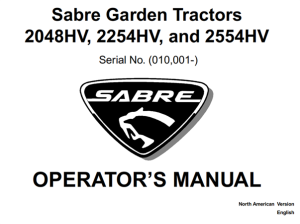 John Deere 2048HV, 2254HV, 2554HV Sabre Garden Tractors Operator's Manual