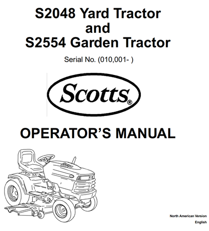 John Deere Scotts S2048 Yard Tractor and S2554 Garden Tractor
