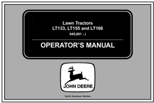 John Deere LT133, LT155, LT166 Lawn Tractors Operator's Manual
