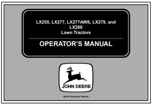 John Deere LX255, LX277, LX277AWS, LX279, LX288 Lawn Tractors