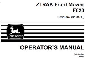 John Deere F620 ZTRAK Front Mower Operator's Manual (Serial No.010001-)