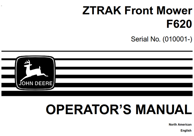 John Deere F620 ZTRAK Front Mower Operator's Manual (Serial No.010001-)