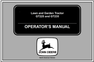 John Deere GT225 & GT235 Lawn and Garden Tractor Operator's Manual