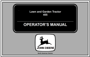 John Deere 455 Lawn and Garden Tractor Operator's Manual
