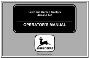 John Deere 425 & 445 Lawn and Garden Tractors Operator's Manual