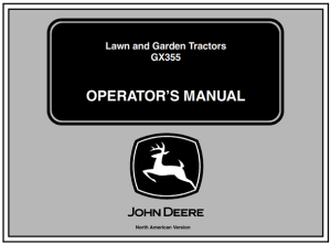 John Deere GX355 Lawn and Garden Tractors Operator's Manual