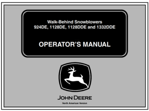 John Deere 924DE, 1128DE, 1128DDE, 1332DDE Walk-Behind Snowblowers