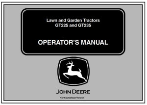John Deere GT225 & GT235 Lawn and Garden Tractors Operator's Manual