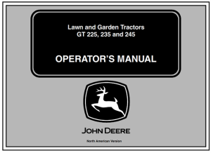 John Deere GT225, GT235, GT245 Lawn and Garden Tractors