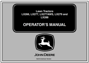 John Deere LX266, LX277, LX277AWS, LX279, LX288 Lawn Tractors