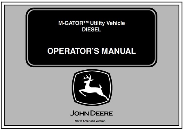 John Deere Diesel M-Gator Utility Vehicle Operator's Manual