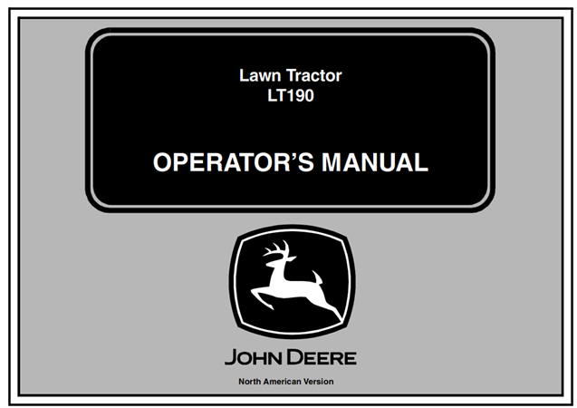 John Deere LT190 Lawn Tractor Operator's Manual