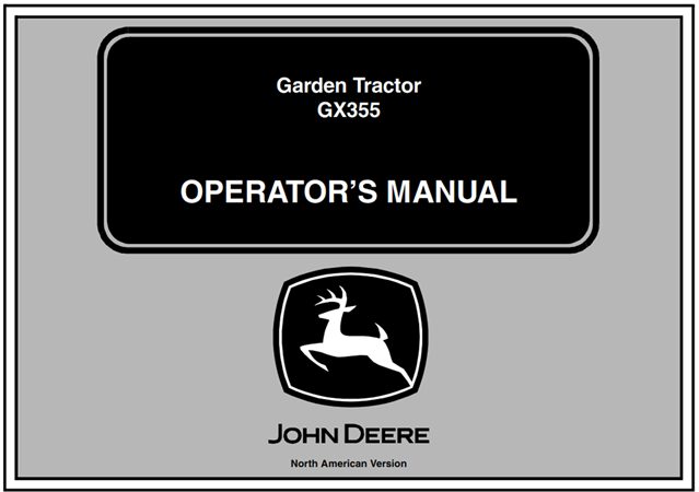 John Deere GX355 Garden Tractor Operator's Manual