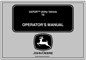 John Deere TE Gator Utility Vehicle Operator's Manual