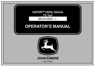 John Deere TX Turf Gator Utility Vehicle Operator's Manual