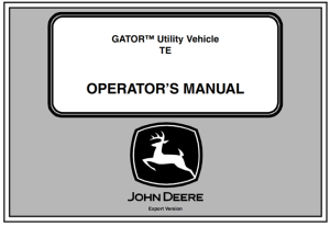 John Deere TE Gator Utility Vehicle Operator's Manual