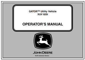 John Deere XUV 825i Gator Utility Vehicle Operator's Manual