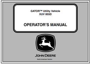 John Deere XUV 855D Gator Utility Vehicle Operator's Manual