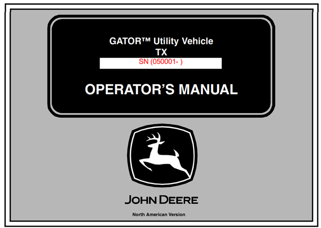 John Deere TX Gator Utility Vehicle Operator's Manual