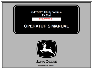 John Deere TX Turf Gator Utility Vehicle Operator's Manual
