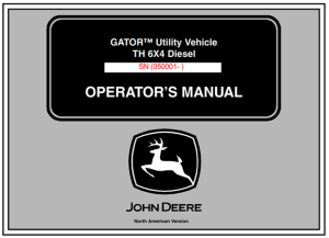 John Deere TH 6x4 Diesel Gator Utility Vehicle Operator's Manual