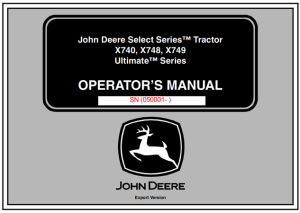John Deere Select Series Tractor X740, X748, X749 Ultimate Series