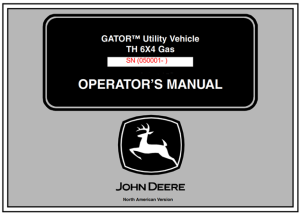 John Deere TH 6x4 Gas Gator Utility Vehicle Operator's Manual