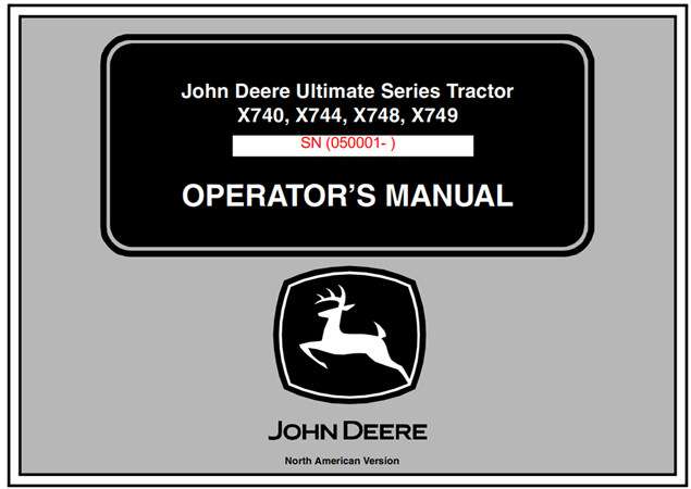John Deere X740, X744, X748, X749 Ultimate Series Tractor