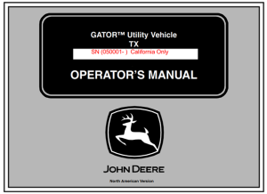 John Deere TX GATOR Utility Vehicle Operator's Manual