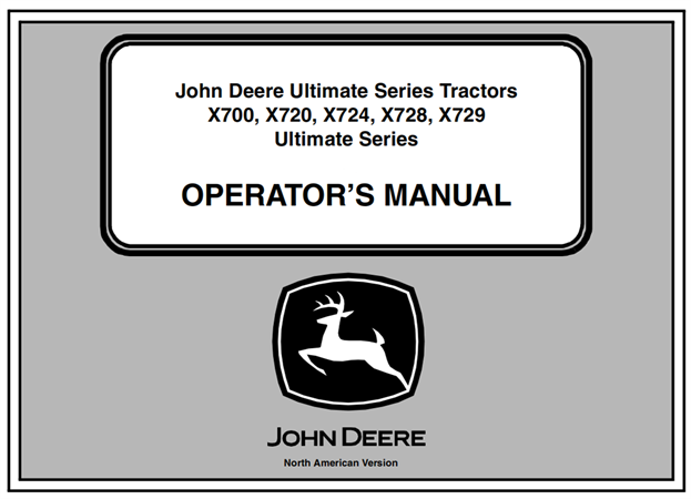 John Deere X700, X720, X724, X728, X729 Ultimate Series Tractors