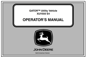 John Deere XUV550 S4 Gator Utility Vehicle Operator's Manual