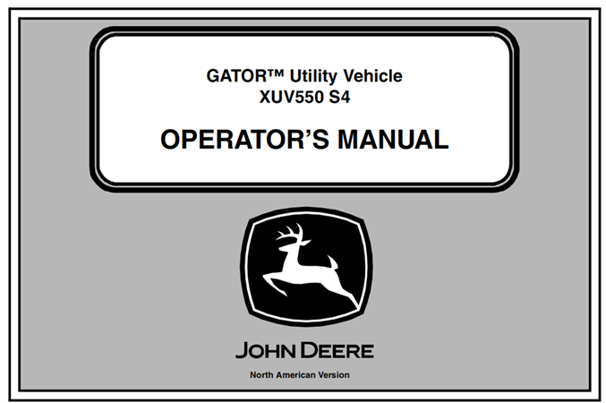 John Deere XUV550 S4 Gator Utility Vehicle Operator's Manual