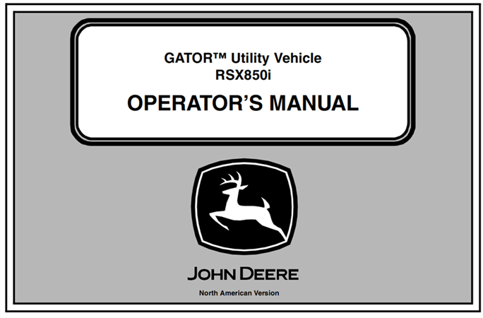 John Deere RSX850i Gator Utility Vehicle Operator's Manual
