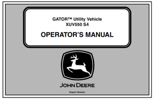 John Deere XUV550 S4 Gator Utility Vehicle Operator's Manual