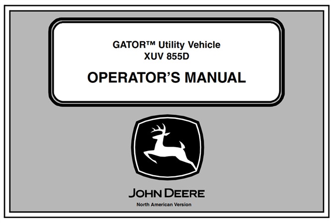 John Deere XUV 855D Gator Utility Vehicle Operator's Manual