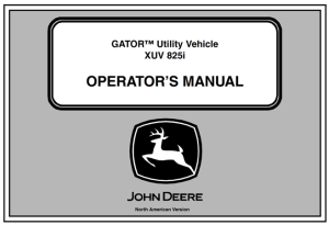 John Deere XUV 825i Gator Utility Vehicle Operator's Manual