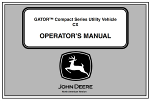 John Deere CX Gator Compact Series Utility Vehicle Operator's Manual