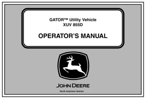 John Deere XUV 855D Gator Utility Vehicle Operator's Manual