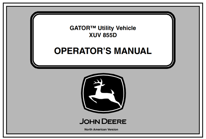 John Deere XUV 855D Gator Utility Vehicle Operator's Manual