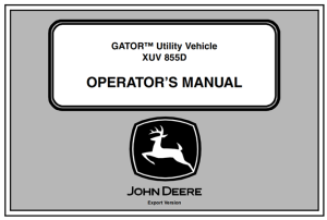 John Deere XUV 855D GATOR Utility Vehicle Operator's Manual
