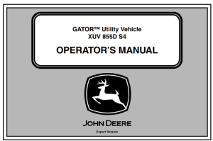 John Deere XUV 855D S4 GATOR Utility Vehicle Operator's Manual