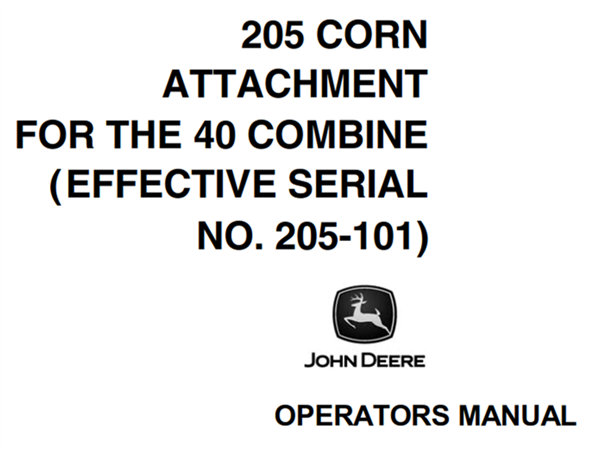John Deere 205 Corn Attachment For The 40 Combine